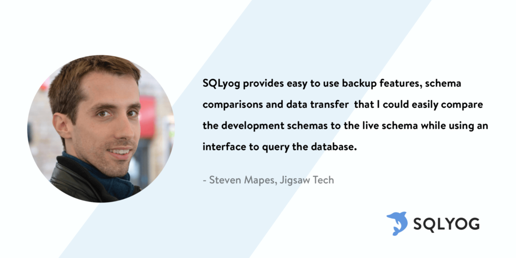 SQLyog helped Steven Manage MySQL Databases for over 15 Years